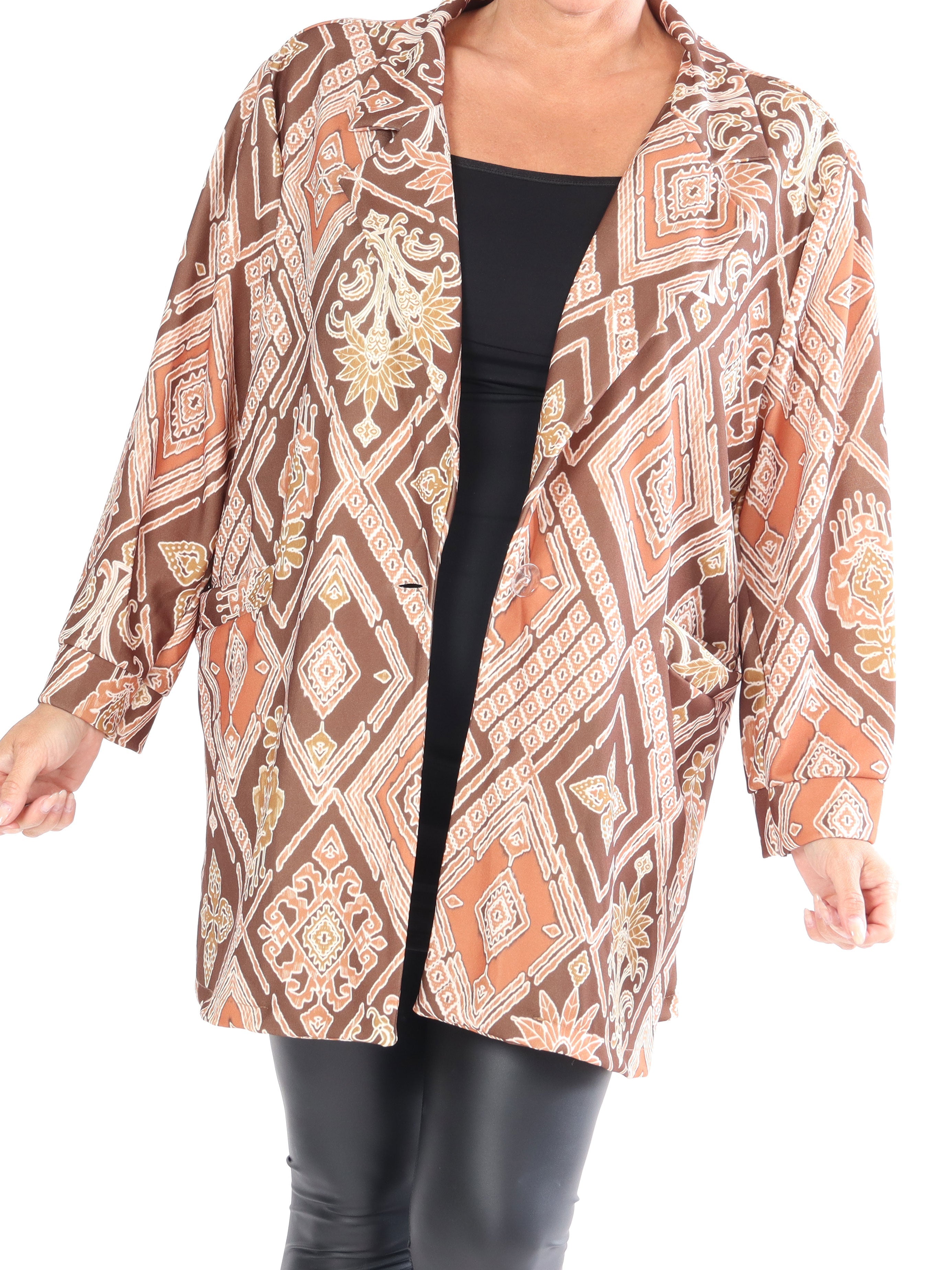 Alberte Pattern - Mönstrad blazer i stora storlekar - Black